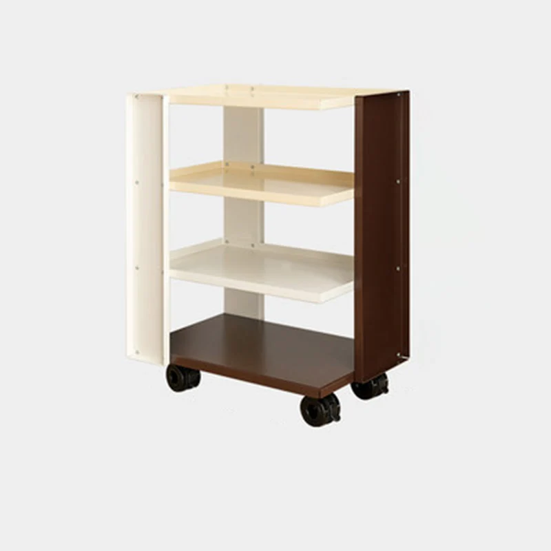 Contemporary Industrial Rectangular Carbon Steel Movable Storage Shelf 4-Tier For Living Room