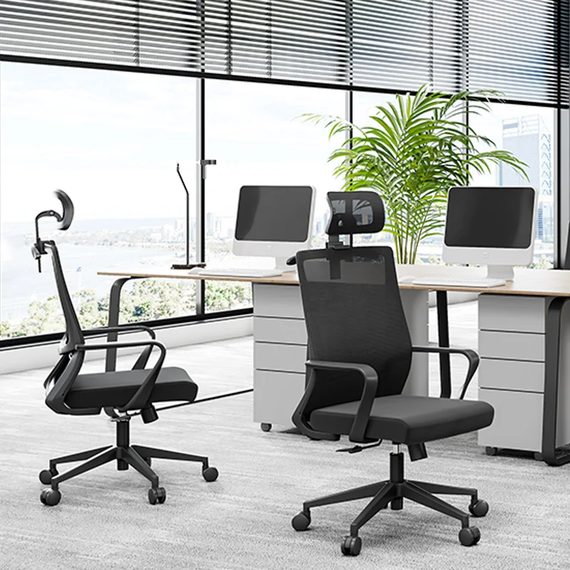 Modern Minimalist Mesh High-Back Desk Chair: Height-Adjustable Headrest With Coat Hanger - Ergonomic Gaming Chair For Home Office