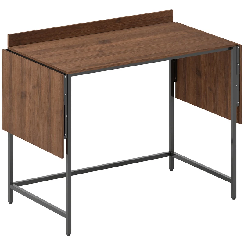 Secretária Dobrável 2 Abas 170x58x78 cm para 2 Monitores Cor Nogueira