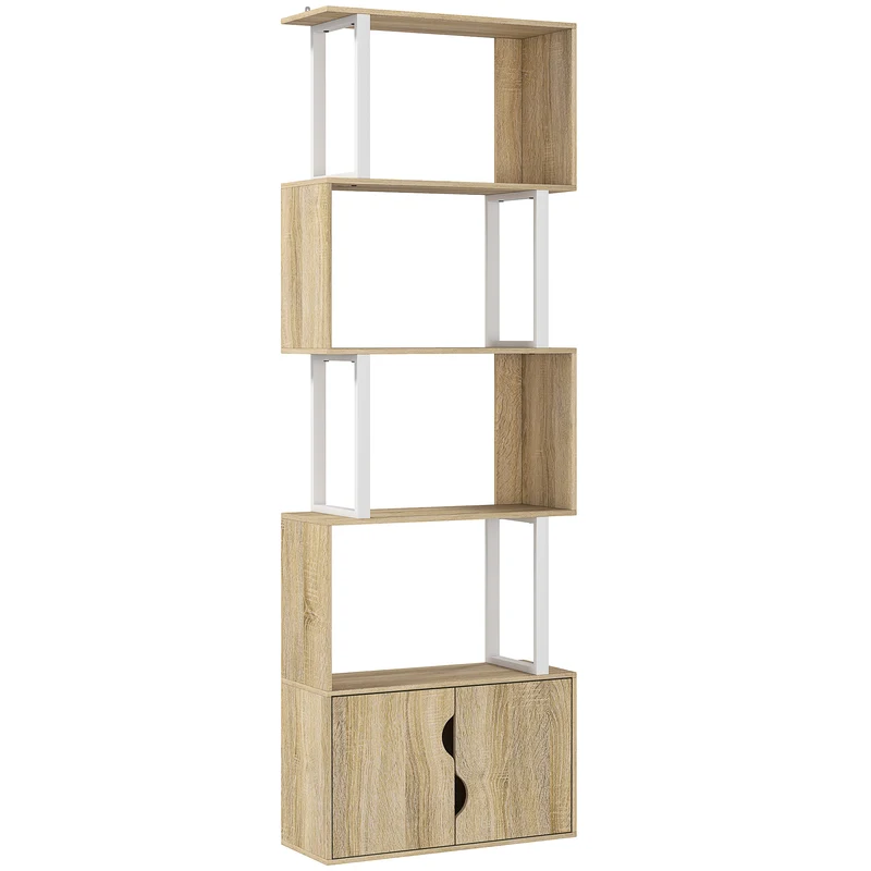 Estante 5 Níveis em S com Armário Duplo 60x23,8x179,2 cm Efeito Madeira