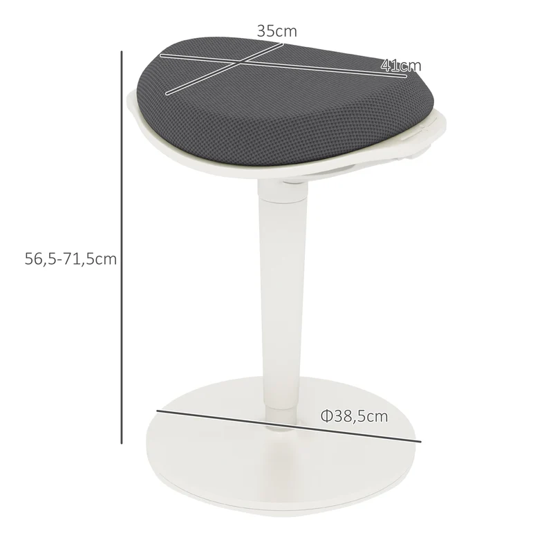 Banco Oscilante Ergonômica Regulável em Altura até 120 kg 42,5x35,5x56,5-71,5 cm Cinza