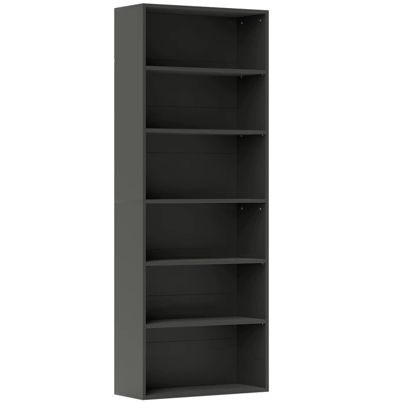 Estante de Arrumação 6 Níveis com Prateleiras Ajustáveis para Sala Quarto Escritório 60x24x158,5 cm Preto