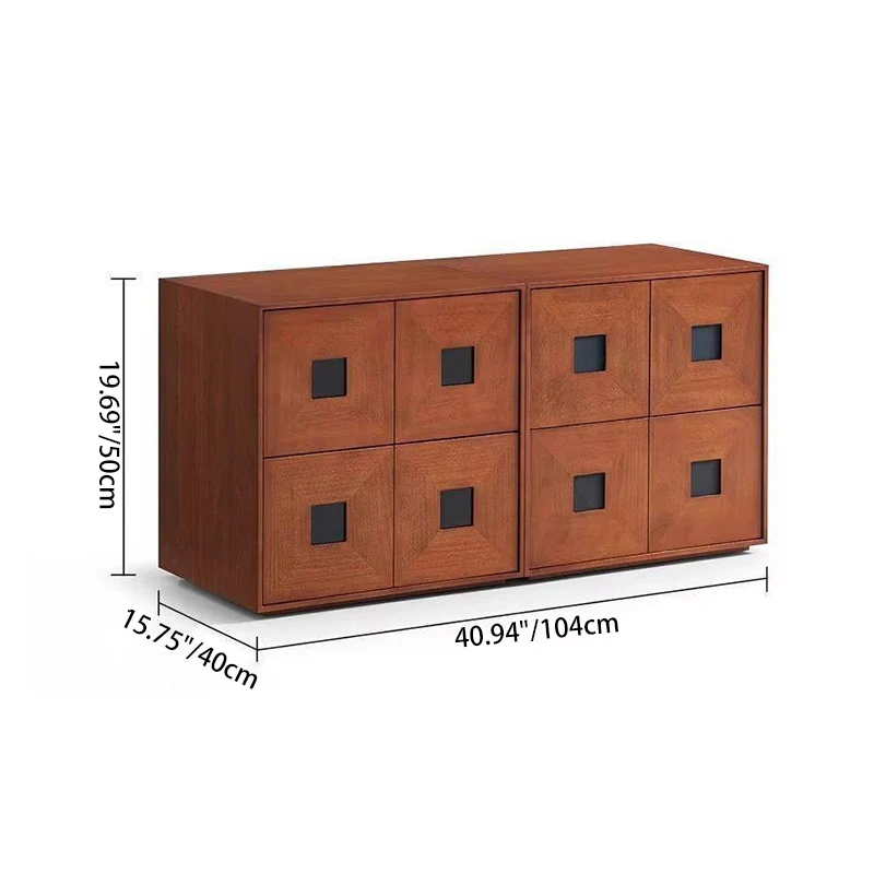 Traditional Vintage Rubberwood Square Storage Cabinet 2-Drawer For Living Room