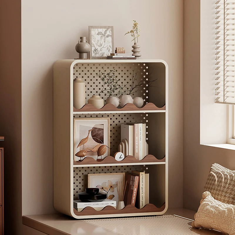 Contemporary Creative Iron & MDF Rectangular Rounded Corner Storage Shelf 3/4-Tier Open Organizer For Home Office Bedroom Window Desk
