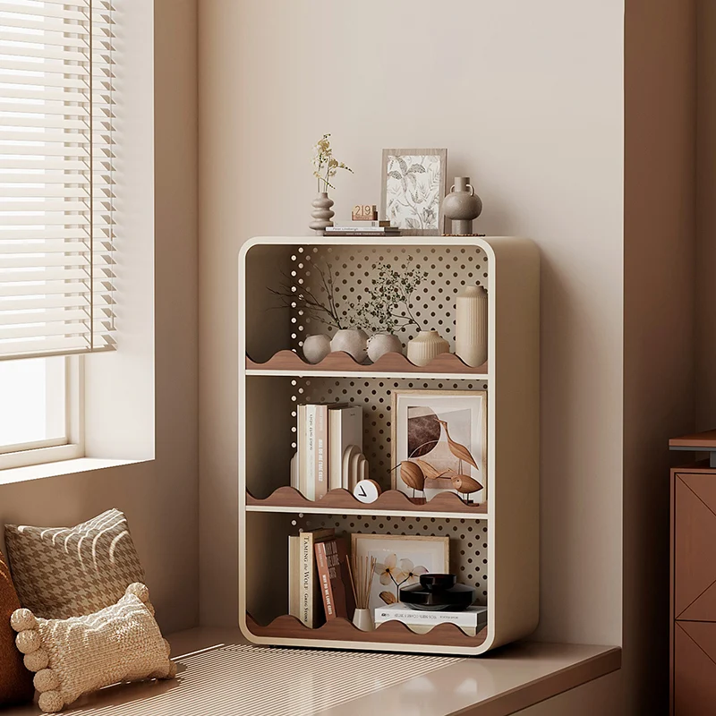 Contemporary Creative Iron & MDF Rectangular Rounded Corner Storage Shelf 3/4-Tier Open Organizer For Home Office Bedroom Window Desk