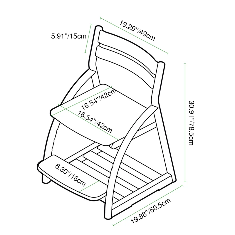 Modern Minimalist Solid Beech Wood Kids Study Chair - Adjustable Height Ergonomic Learning Chair With Footrest & Hidden Gravity Wheels