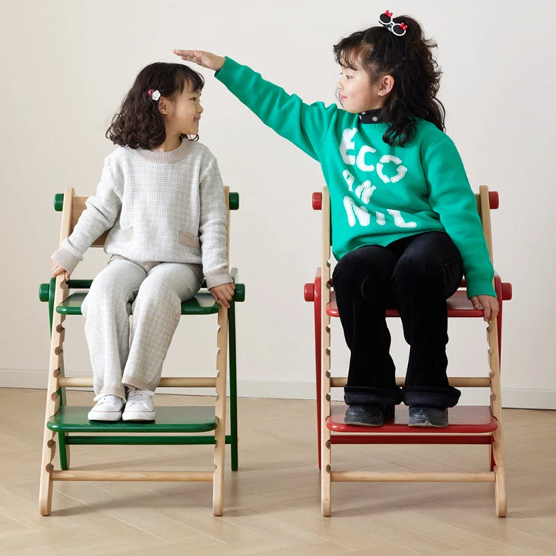 Modern Minimalist Geometric Beech & Plywood Adjustable Kids Lounge Chair Backrest Armless For Dining Room & Study