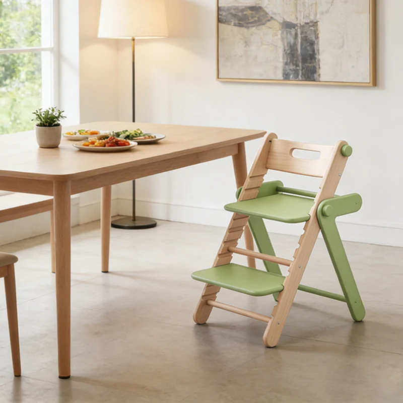 Modern Minimalist Geometric Beech & Plywood Adjustable Kids Lounge Chair Backrest Armless For Dining Room & Study