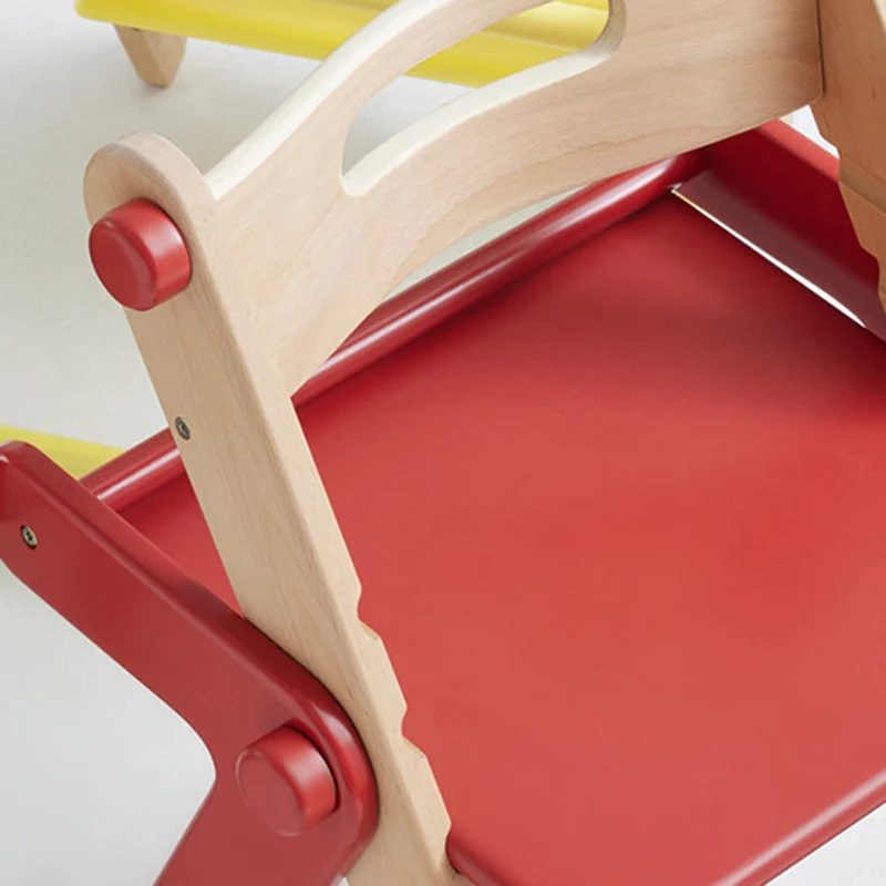 Modern Minimalist Geometric Beech & Plywood Adjustable Kids Lounge Chair Backrest Armless For Dining Room & Study