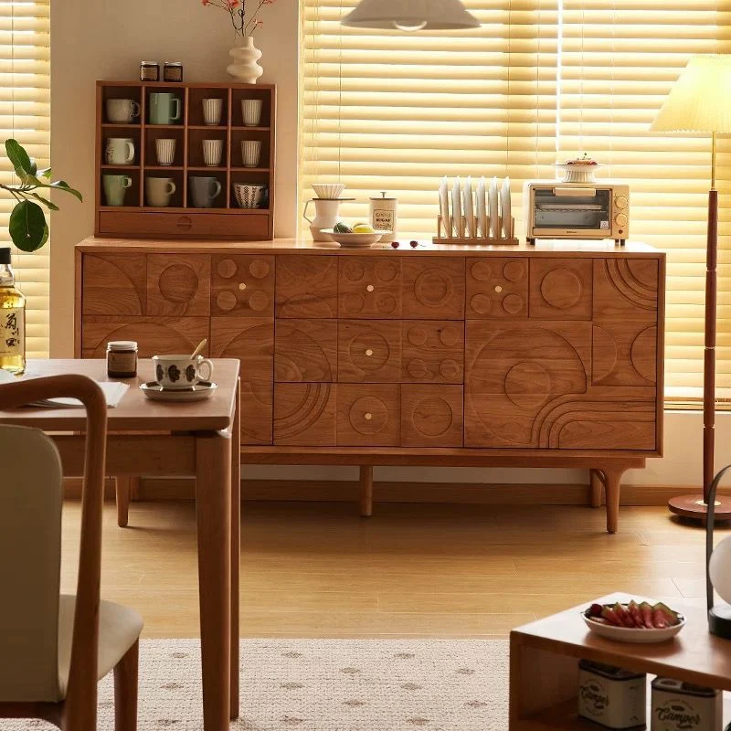 Traditional French Pine Wood Rectangular Patterned Storage Cabinet 3-Drawer For Living Room