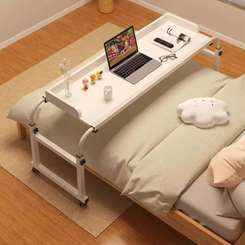 Modern Minimalist MDF Carbon Steel Rectangular Extendable Height-Adjustable Movable Lazy Desk For Bedroom