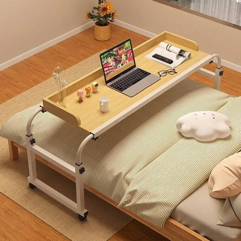 Modern Minimalist MDF Carbon Steel Rectangular Extendable Height-Adjustable Movable Lazy Desk For Bedroom