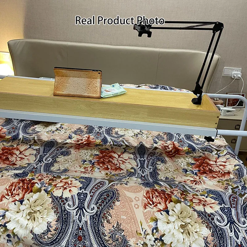 Modern Minimalist MDF Carbon Steel Rectangular Extendable Height-Adjustable Movable Lazy Desk For Bedroom