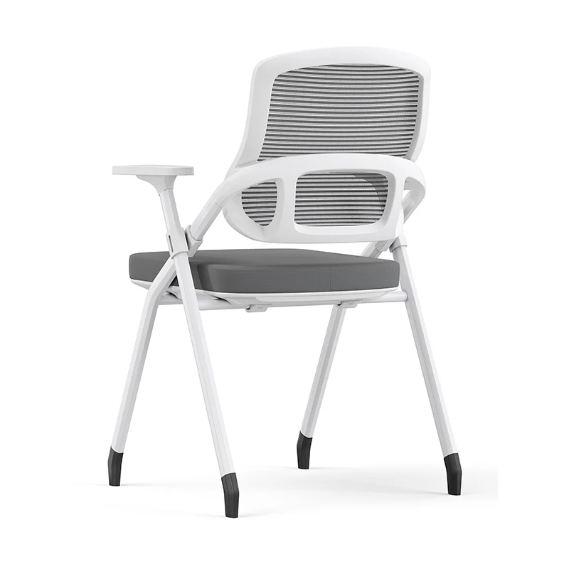 Modern Folding Ergonomic Mesh Desk Chair - Rectangular Stackable Conference Chair Space Saving Design For Home Office
