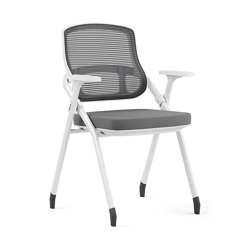 Modern Folding Ergonomic Mesh Desk Chair - Rectangular Stackable Conference Chair Space Saving Design For Home Office