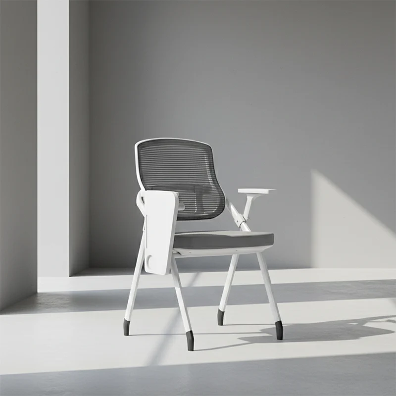 Modern Multi-Functional Mesh Conference Training Chair - Rectangular Foldable Ergonomic Office Chair With Stackable Writing Board For Home Office