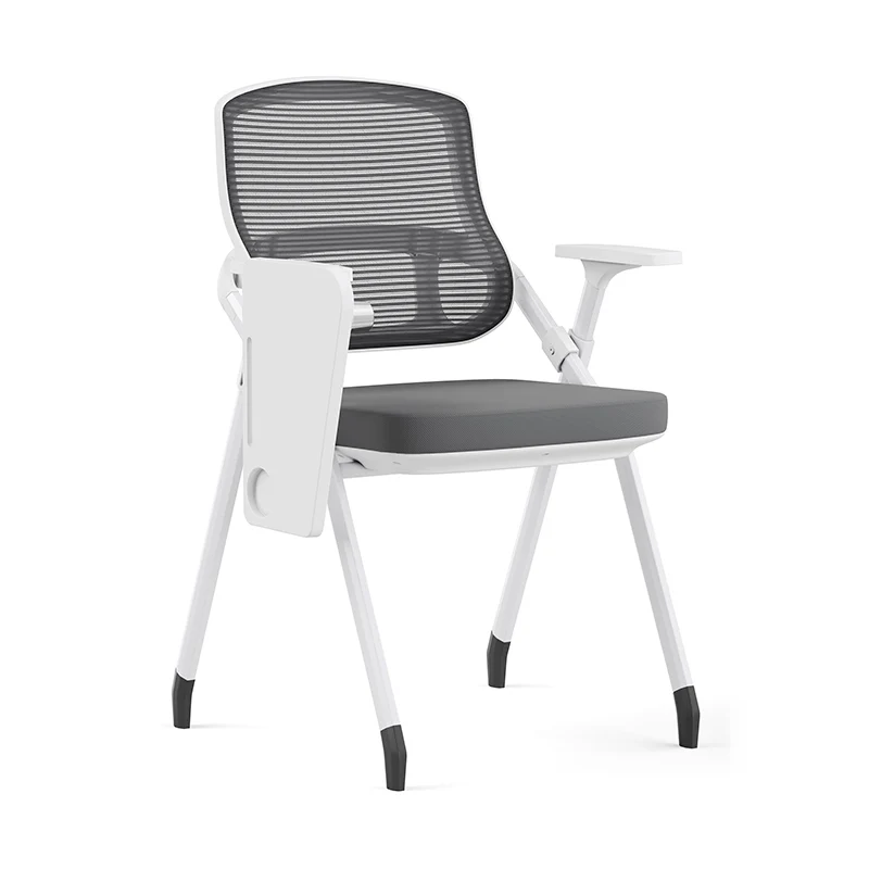 Modern Multi-Functional Mesh Conference Training Chair - Rectangular Foldable Ergonomic Office Chair With Stackable Writing Board For Home Office