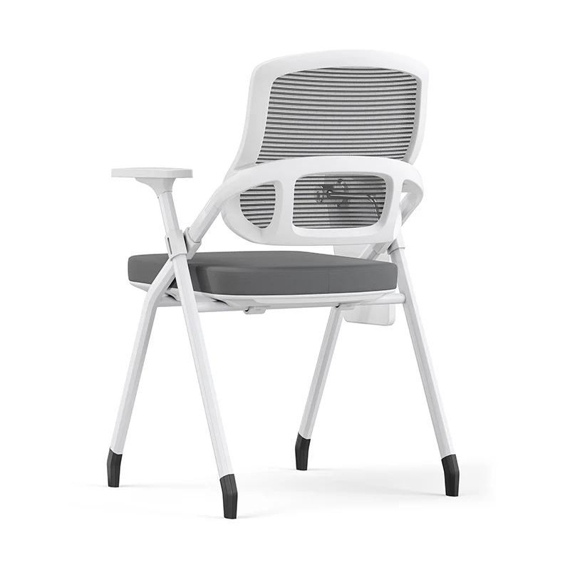 Modern Multi-Functional Mesh Conference Training Chair - Rectangular Foldable Ergonomic Office Chair With Stackable Writing Board For Home Office
