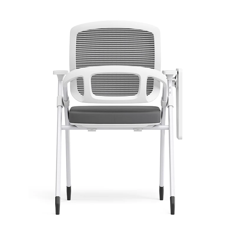 Modern Multi-Functional Mesh Conference Training Chair - Rectangular Foldable Ergonomic Office Chair With Stackable Writing Board For Home Office