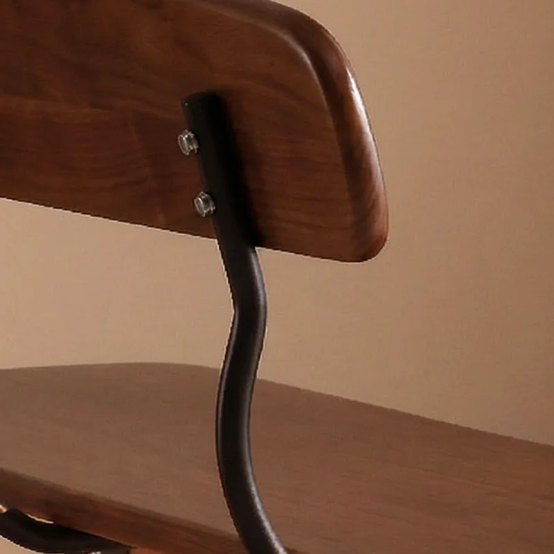 Modern Mid-Century Oval Rubberwood Carbon Steel Comfortable Bench Backrest Armless For Dining Room & Entryway